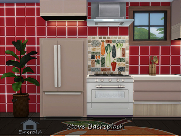 Sims 4 — Stove Backsplash S2 by Emerald — These stove backsplash are durable and luxurious options that provide rich