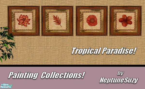 Sims 2 — NSC Painting Set37 - Tropical Flowers by Neptunesuzy — Your Sims will Love these Rich Red Tropical Flower
