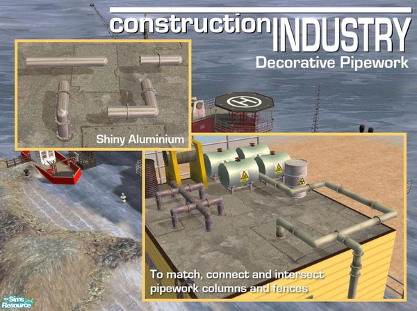 Sims 2 — Pipe Recolour - Shiny Aluminium by Cyclonesue — A recolour for all pipe pieces in this set. Make sure you GET
