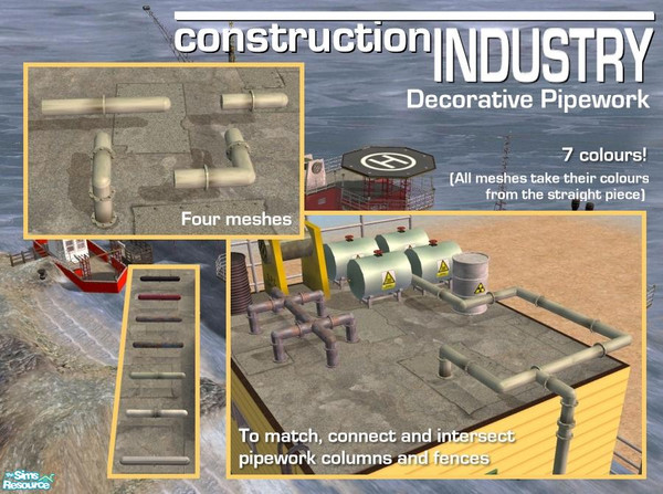 Sims 2 — Decorative Piping by Cyclonesue — Pieces of pipe that can be used alone or combined with the matching pipe