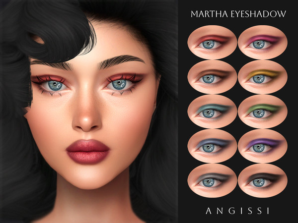 Sims 4 — Martha Eyeshadow by ANGISSI — PREVIEWS MADE USING HQ MOD 10 colors