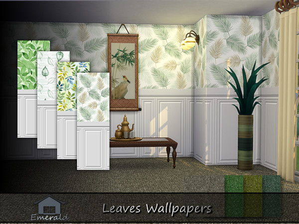 Sims 4 — Leaves Wallpapers by Emerald — Evokes a grounding connection to the outdoor, promoting calm and warmth.