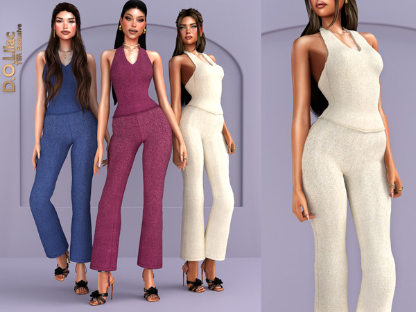 Sims 4 — Isla Linen Set by DOLilac — Includes: (Top + Bottom)