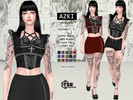 Sims 4 — AZKI - Corset Top by Helsoseira — Style - Halter neckline with crisscross straps and bows, lace up waist line