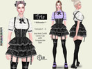 Sims 4 — TYTA - Top and Skirt Outfit by Helsoseira — Style - Jirai Kei lace up suspender skirt with lace top outfit.