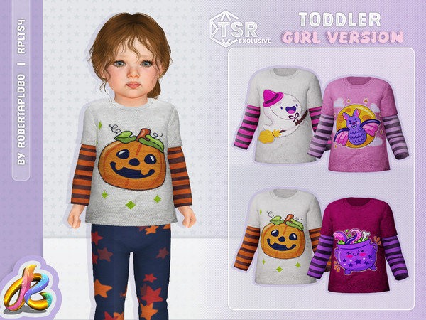 Sims 4 — Toddler - Halloween Girls Long Sleeve by RobertaPLobo — Halloween Girls Long Sleeve