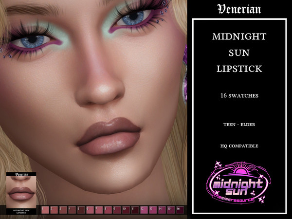 Sims 4 — Venerian_Midnight_Sun_Lipstick_HQ by Venerian — This set contains 4 items: eyeshadow, lipstick, blush, and eye