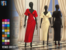 Sims 4 — Venus V-shape Midi Dress by rustys_cc — a Classic, Glamorous V-shape Dress