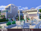 Sims 4 — Cafe Marie  No CC by evi — This cafe has some traditional characteristics mixed with modern features. First
