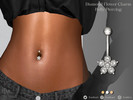 Sims 4 — Diamond Flower Charm Belly Piercing by LVNDRCC — Belly button rounded barbell piercing with crystal diamond
