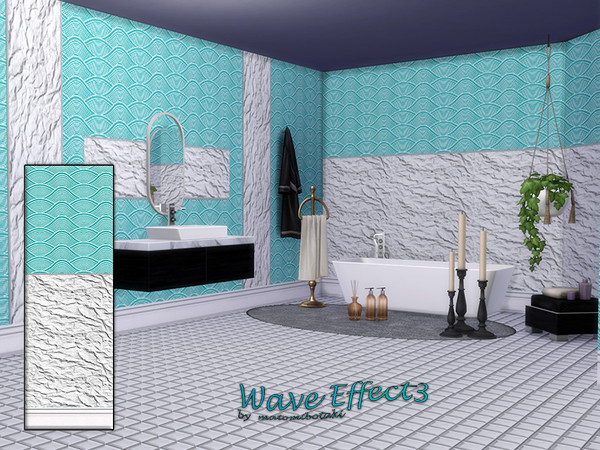 Sims 4 — Wave Effect3 by matomibotaki — Tiled walls in 4 different designs that perfectly complement each other and