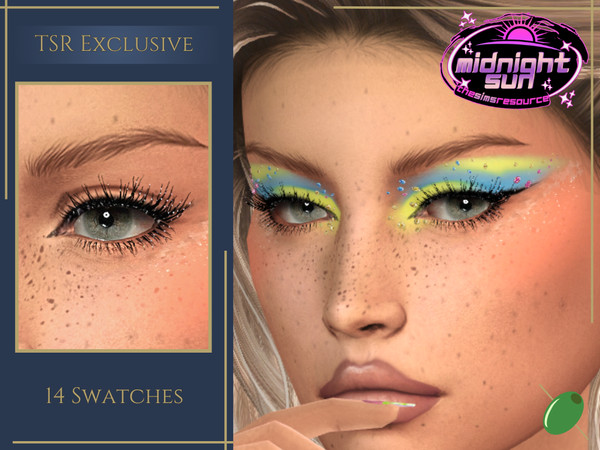 Sims 4 — Midnight Sun Glitter Lashes by Pitted0live — Full eyelashes with specs of glitter Includes bottom lash only and