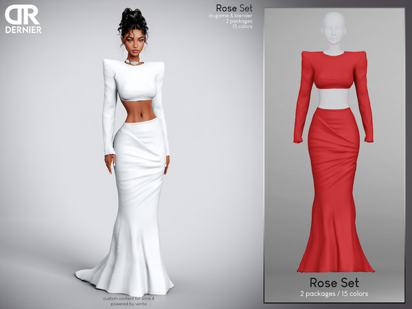 Sims 4 — DERNIER - Rose Top by VentaStudio — 15 Swatches