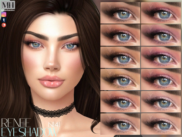 Sims 4 — Renee Eyeshadow by MagicHand — Shimmer eye makeup in 16 colors - HQ Compatible.