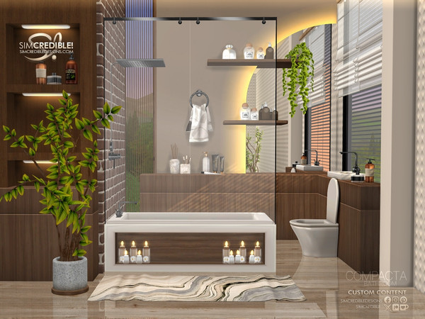 Sims 4 — Compacta Bathroom by SIMcredible! — Build a compact bathroom with beauty and functionality. Bringing today the
