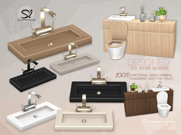 Sims 4 — Compacta Bathroom Sink by SIMcredible! — Build a compact bathroom with beauty and functionality. Bringing today