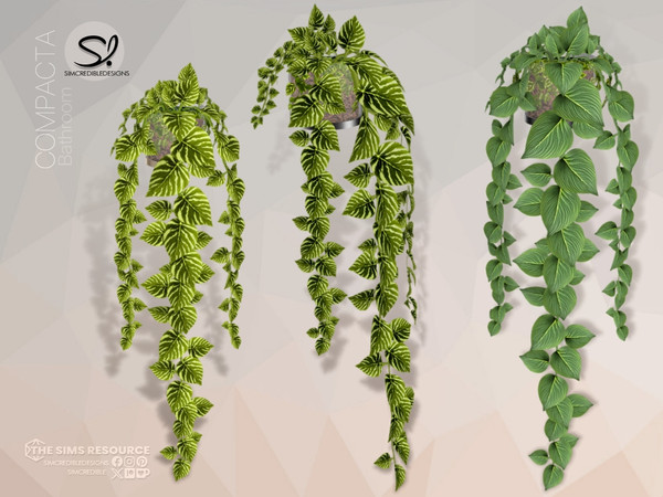 Sims 4 — Compacta Bathroom Trailing Plants by SIMcredible! — Build a compact bathroom with beauty and functionality.