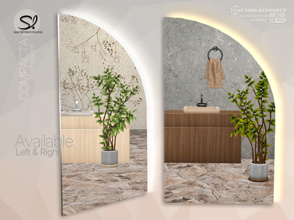 Sims 4 — Compacta Bathroom Mirror Right by SIMcredible! — Build a compact bathroom with beauty and functionality.