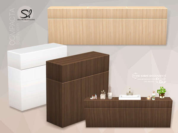 Sims 4 — Compacta Bathroom Sectional Table by SIMcredible! — Build a compact bathroom with beauty and functionality.