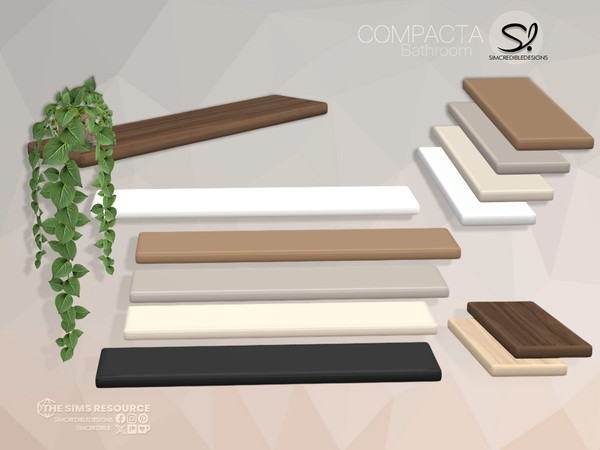 Sims 4 — Compacta Bathroom Wall Shelf by SIMcredible! — Build a compact bathroom with beauty and functionality. Bringing