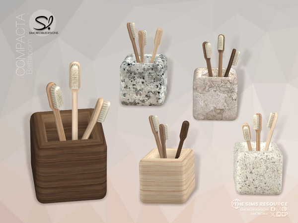 Sims 4 — Compacta Bathroom Tooth Brushes by SIMcredible! — Build a compact bathroom with beauty and functionality.