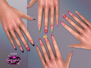 Sims 4 — Almond Flower Nails by Suzue — New Mesh (Suzue)