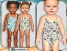 Sims 4 — Infants Summer Ocean Swimsuit by Pelineldis — Kids fashion clothing: five swimsuits for infants girls with ocean