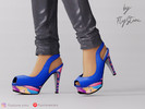 Sims 4 — Female Platform Peep Toe Heels by FlyStone — Female peep-toe platform heels with slingback strap design, tall