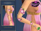 Sims 4 — -Patreon- Faye Arm Vine by Pitted0live — Gold vine with large flowers winding up the arm Bracelet category