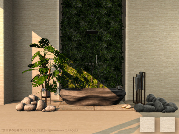 Sims 4 — Travertino Wall by Caroll912 — A 2-swatch travertine marble tiled wall in beige tones as well as white and grey