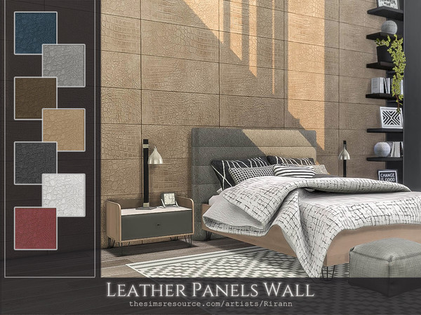Sims 4 — Leather Panels Wall by Rirann — Leather Panels Wall