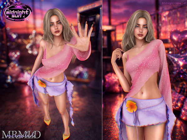 Sims 4 — Midnight Glow Set by Mermalade — Midnight Shimmer Top