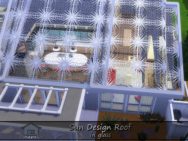 Sims 4 — Sun Design Roof in glass2 by Emerald — Decorative specialty glass roof to add a touch of elegance to your
