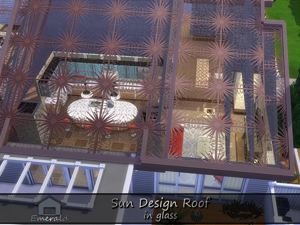 Sims 4 — Sun Design Roof in glass5 by Emerald — Decorative specialty glass roof to add a touch of elegance to your