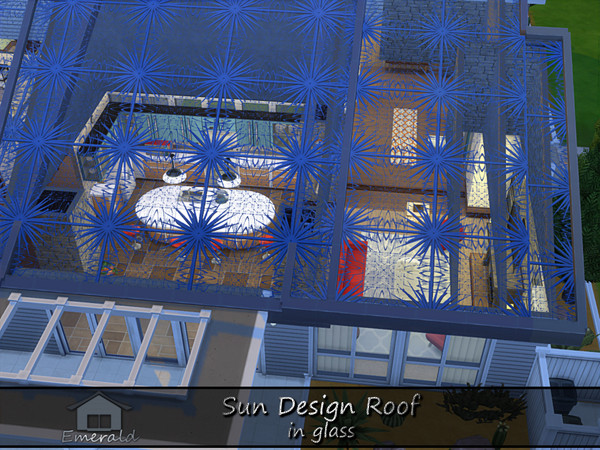 Sims 4 — Sun Design Roof in glass7 by Emerald — Decorative specialty glass roof to add a touch of elegance to your
