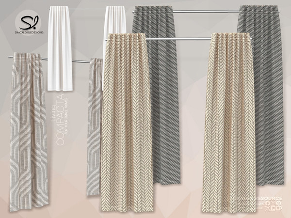 Sims 4 — Compacta Living- Curtain 2tiles Tall by SIMcredible! — A beautiful small living room for your sims with modern