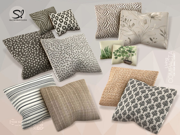 Sims 4 — Compacta Living- Cushions by SIMcredible! — A beautiful small living room for your sims with modern elements and