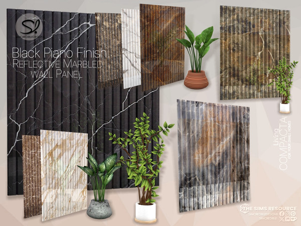 Sims 4 — Compacta Living- Wall Panel by SIMcredible! — A beautiful small living room for your sims with modern elements