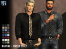 Sims 4 — Martine and Mattie Shirt Set by rustys_cc — a Classic Shirt with Tie, Silky and Denim Textrue