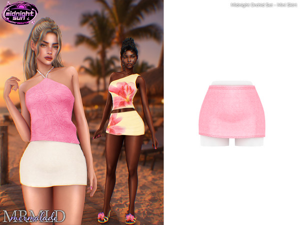 Sims 4 — MERMALADE Midnight Orchid Set - Mini Skirt by Mermalade — Halter Top