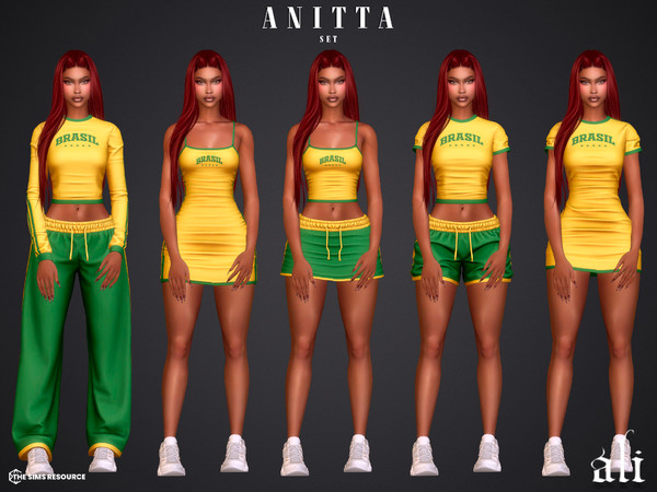 Sims 4 — ANITTA set by ali1 — Set Includes: T-shirt, Long-sleeve top, Tank top, pants, shorts, skirt and 2 dresses with