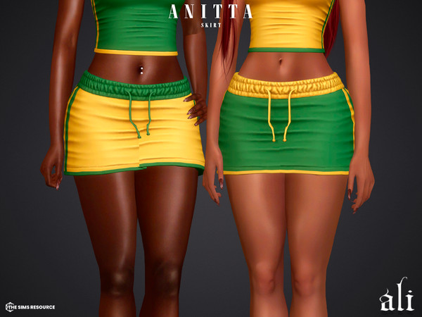 Sims 4 — ANITTA skirt by ali1 — Set Includes: T-shirt, Long-sleeve top, Tank top, pants, shorts, skirt and 2 dresses with