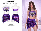 Sims 4 — Crop Top and Asymmetrical Skirt by Daph's — Make your Sims stand out with this eye-catching matching set