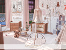 Sims 4 — Ezra nursery by BlusterSims — The Ezra Nursery is a soft, woodland-inspired nursery featuring blush tones, warm