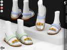 Sims 4 — Shoes KP1F- Female by KaTPurpura — Flat sandals with a plaid pattern and yellow flowers