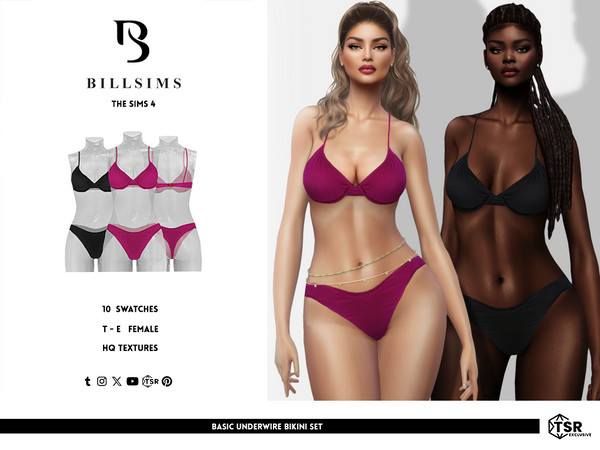 Sims 4 — Basic Underwire Bikini Set by Bill_Sims — This set includes a bikini top with an underwire design and sleek thin