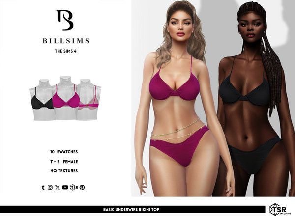 Sims 4 — Basic Underwire Bikini Top by Bill_Sims — This set includes a triangle bikini top with double straps and a pair