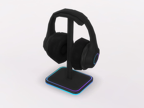 Sims 4 — Mirai Headset by SaeraMaples — Modern gaming style office featuring a glowing, scrolling RBG effect.
