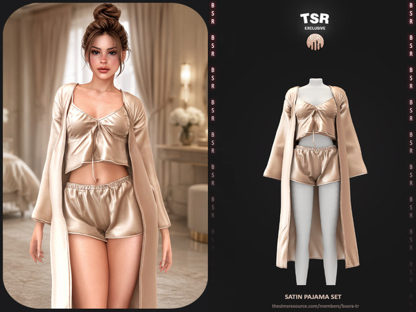 Sims 4 — SET-Satin Pajama Set by busra-tr — - BD1689