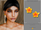 Sims 4 — Orange Flower Studs by Glitterberryfly — Orange Flower Studs with gold leaf